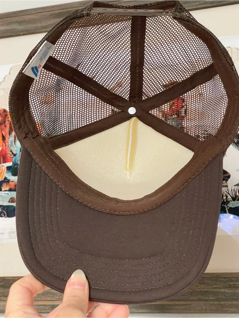 Brown & White Foam Trucker Hat with Texas Yellow Rose Graphic